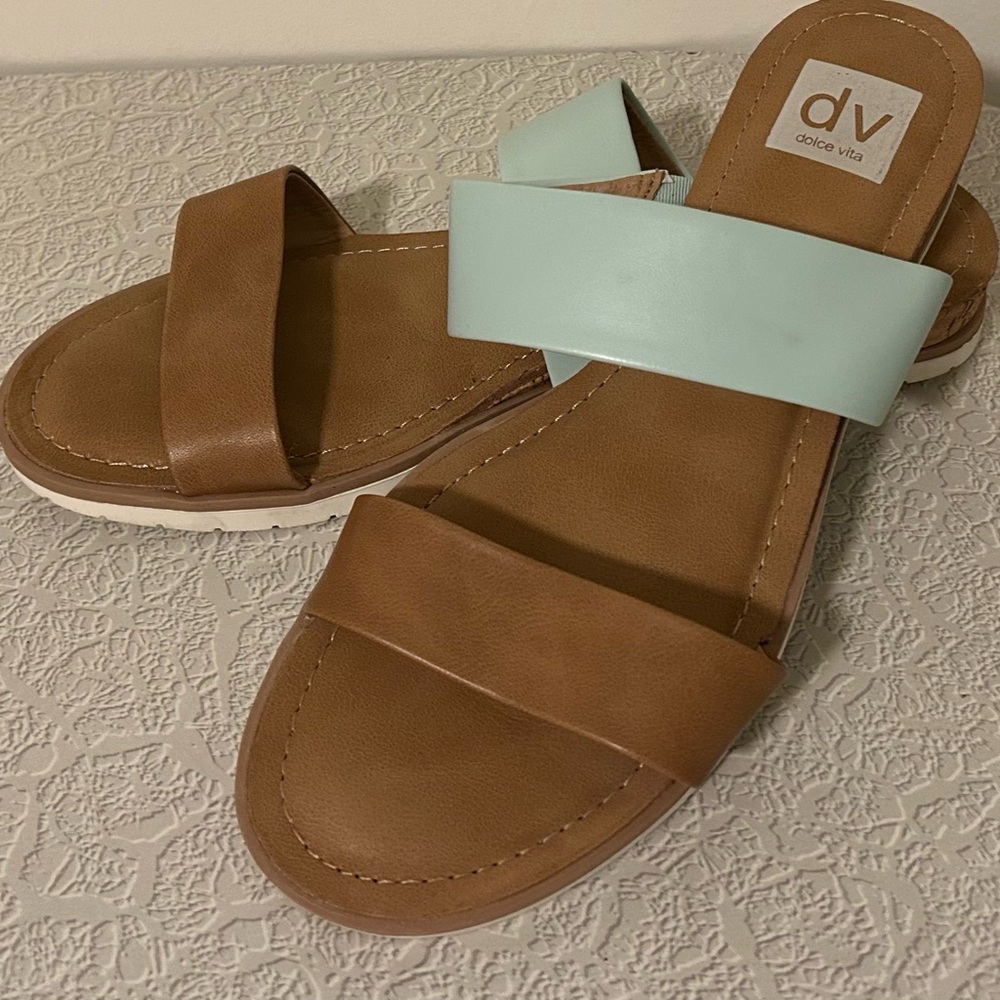 EUC DV by Dolce Vita Tan and Mint Green Sandals Size 9